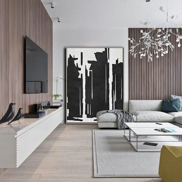 Original Art,Black And White Minimal Painting On Canvas - Artwork For Sale